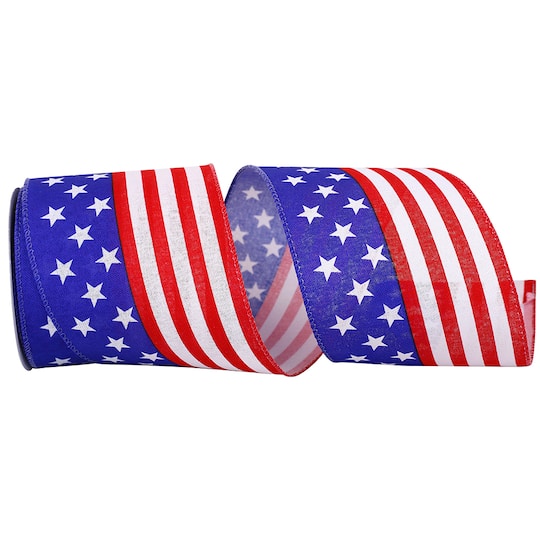 JAM Paper 10yd. Red, White & Blue Flag Stripe Wired Ribbon